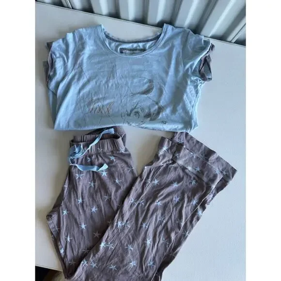 Disney Tink Tinker Bell Pajamas Blue EUC S Cotton Modal - Picture 4 of 6